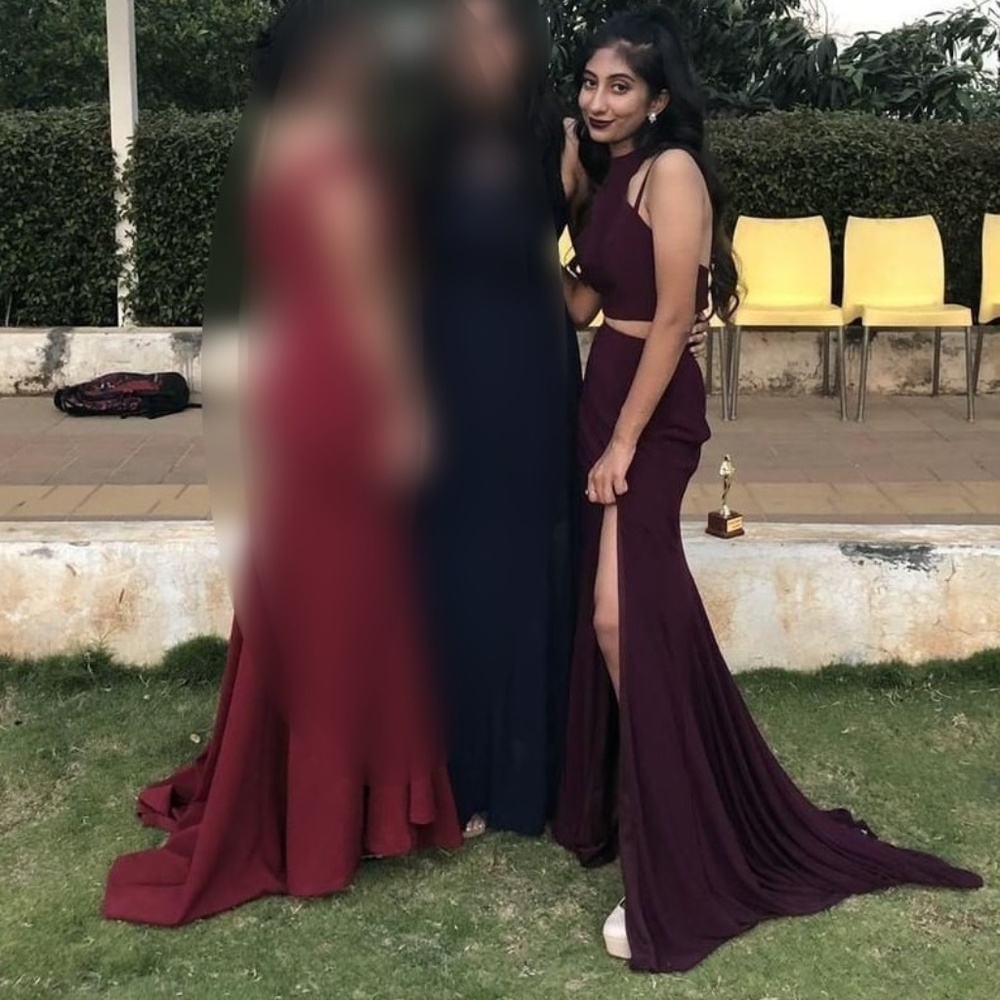 Clarisse 2-piece Wine- Colored Prom Dress